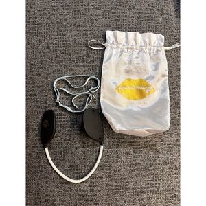 Hearts Kisses Black and White Necklace with Pouch